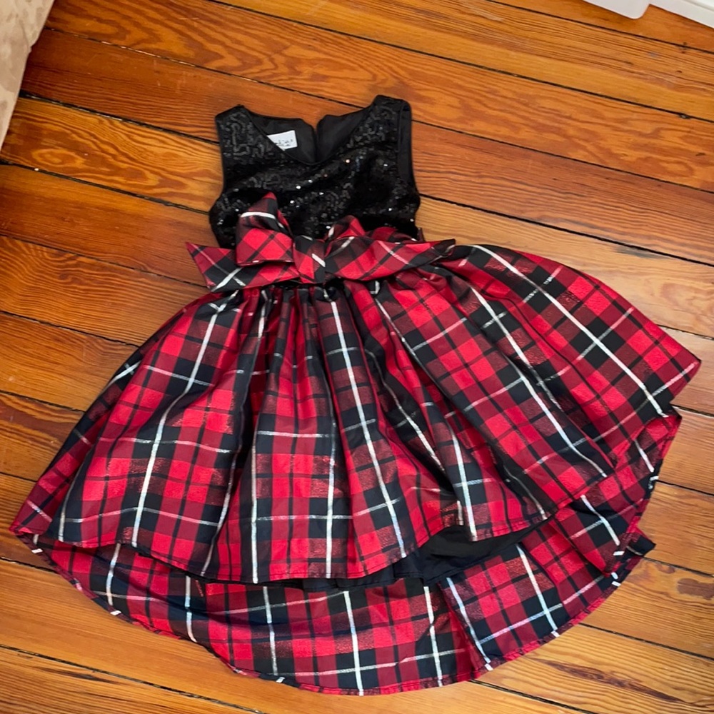 Girls Pippa &Julie red/black/silver dress size 5 great for holidays